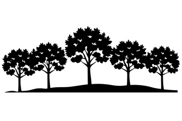 Elegant Jungle Tree Line Silhouette Illustrations: Perfect for Wilderness Decor