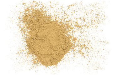 Light brown powder isolated on transparent background.