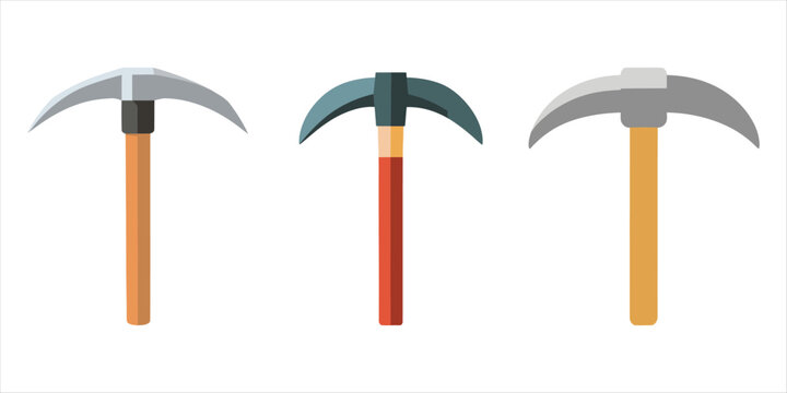 Pickaxe or axe isolated illustration on white background. Hammer and pickaxe vector in flat style. 