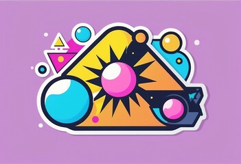 Groovy Retro Futuristic Patches: Flat Vector Illustrations of Y2K Geometric Shapes and Vaporwave Graphics.