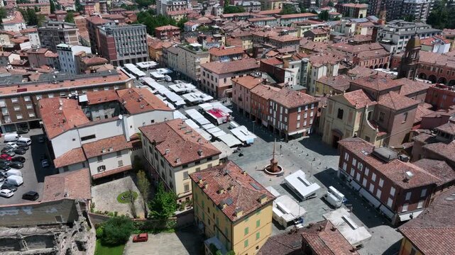 Aerial view of the historic center of the town of Sassuolo in the province of Modena