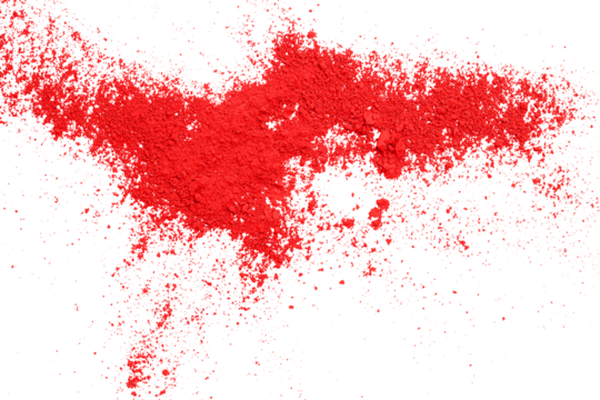 red powder isolated on transparent background.
