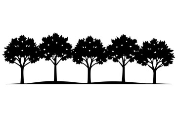 Elegant Jungle Tree Line Silhouette Illustrations: Perfect for Wilderness Decor