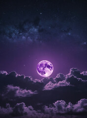 purple sky moon between clouds wallpaper