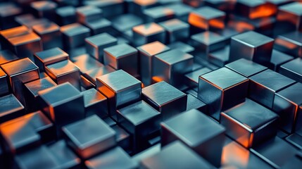 Obraz premium Abstract industrial background, metal block array, generative AI technology design