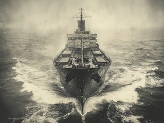 A large cargo ship from the 1940s