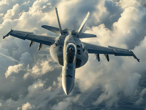 A fighter jet is flying through the sky