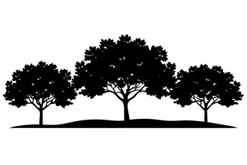 Elegant Jungle Tree Line Silhouette Illustrations: Perfect for Wilderness Decor