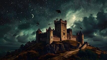Fototapeta premium Dark Art Fantasy Castle of Wizard