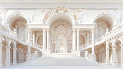 Obraz premium Luxury 3D background, baroque architecture, warm sepia tones, Watercolor style