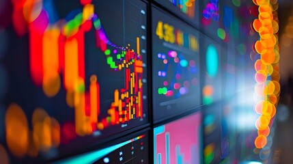 Data Visualization on Screens with Colorful Charts and Graphs