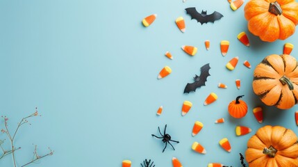 Fototapeta premium Halloween Pumpkin Flat Lay