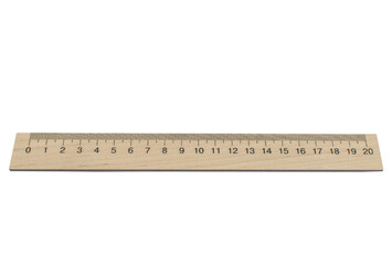 Wooden measuring ruler isolated