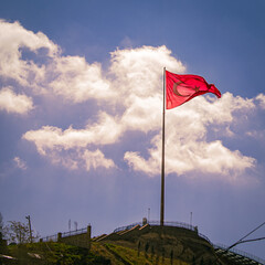 Turkish flag o a hill