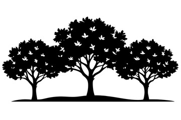 Elegant Jungle Tree Line Silhouette Illustrations: Perfect for Wilderness Decor