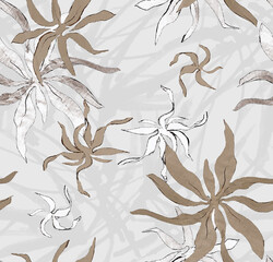 Seamless watercolor tropical pattern, floral print.