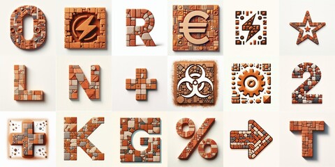 Naklejka premium Terracotta stones Tiling Lettering Typeface. AI generated illustration