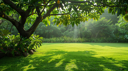 Mango tree with warm sunlight