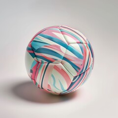 Medium shot of a Soccer ball, isolated on a solid light pastel white background, bright and vivid tonality, in the style of product photography. 