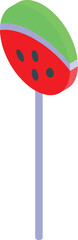 Isometric icon of a refreshing watermelon lollipop