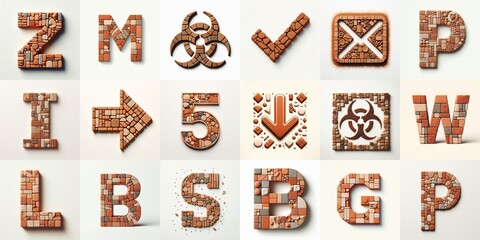 Naklejka premium Terracotta stones Tiling Lettering Typeface. AI generated illustration
