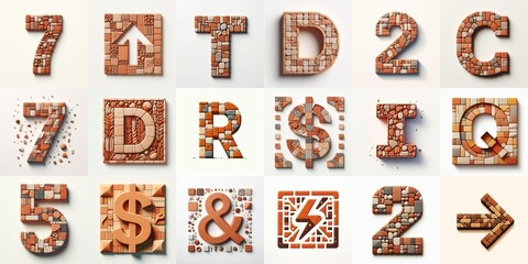 Fototapeta premium Terracotta stones Tiling Lettering Typeface. AI generated illustration