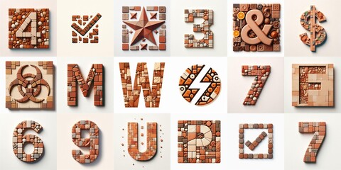 Naklejka premium Terracotta stones Tiling Lettering Typeface. AI generated illustration