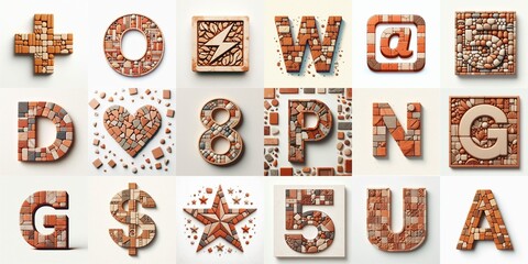 Naklejka premium Terracotta stones Tiling Lettering Typeface. AI generated illustration