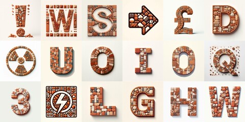 Naklejka premium Terracotta stones Tiling Lettering Typeface. AI generated illustration