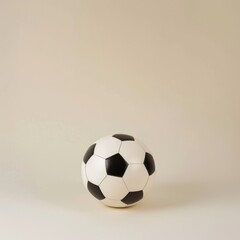 Medium shot of a Soccer ball, isolated on a solid light pastel white background, bright and vivid tonality, in the style of product photography. 