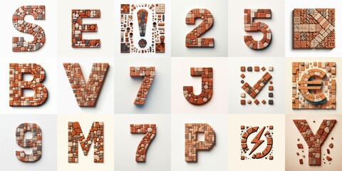Fototapeta premium Terracotta stones Tiling Lettering Typeface. AI generated illustration