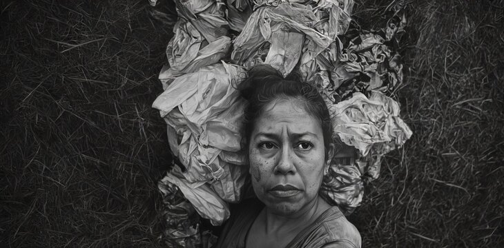 Elderly Woman Collecting Trash on the Streets.Generated image