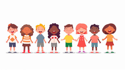 Fototapeta premium A group of children are standing in a line, together singing a song in a choir.