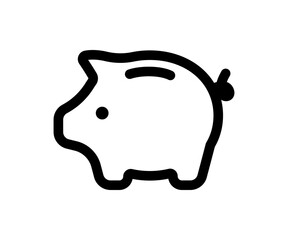 Black line piggy bank icon. Vector money saving symbol, illustration.