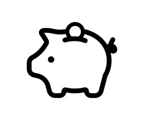 Black line piggy bank icon. Vector money saving symbol, illustration.