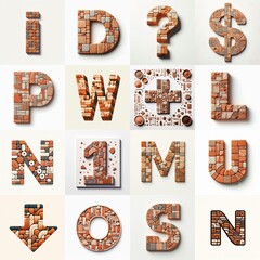 Naklejka premium Terracotta stones Tiling Lettering Typeface. AI generated illustration