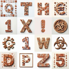 Naklejka premium Terracotta stones Tiling Lettering Typeface. AI generated illustration
