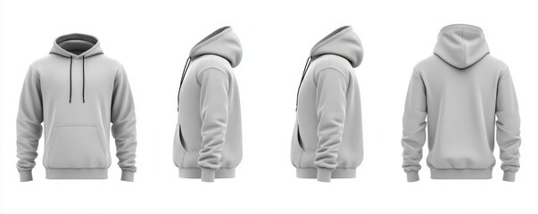 Naklejka premium Hoodie sweatshirt long sleeve template isolated on white background. Hoody for design mockup.
