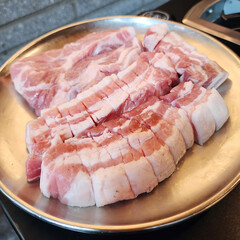 Gourmet Raw Pork Slices on a Plate