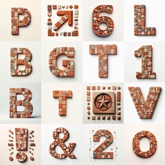 Fototapeta premium Terracotta stones Tiling Lettering Typeface. AI generated illustration
