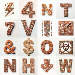 Naklejka premium Terracotta stones Tiling Lettering Typeface. AI generated illustration