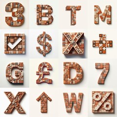 Naklejka premium Terracotta stones Tiling Lettering Typeface. AI generated illustration