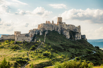 Obraz premium Aerial view of the Spiš Castle near Spisska Kapitula Slovakia, Tatra Mountains on the horizon