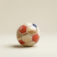 Medium shot of a Soccer ball, isolated on a solid light pastel white background, bright and vivid tonality, in the style of product photography. 