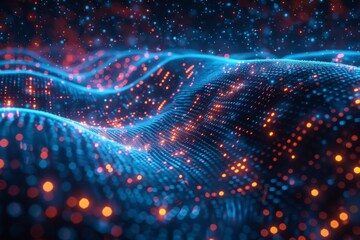 Fototapeta premium Digital Background Optimized for Technological Operations, Neural Networks, AI, Data Transfer, Encryption, Digital Archives, Audio-Visual Representations, and Scientific Research