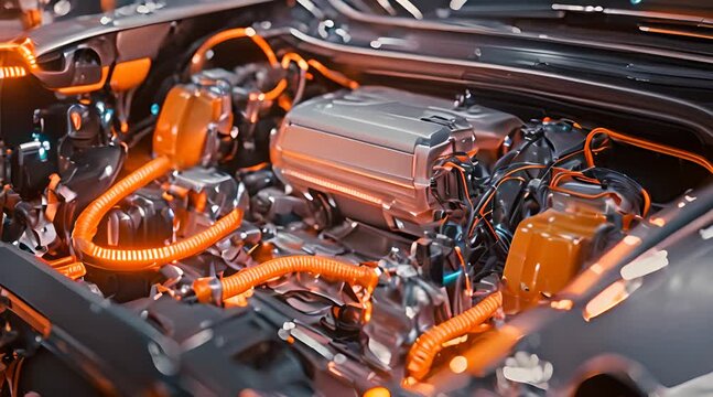Close Up of an Electric Car Engine