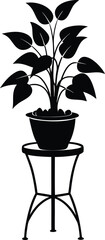 plant stand silhouette illustration black and white