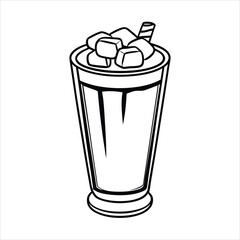A glass of ice Caramel Macchiato line art vector