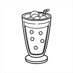 A glass of ice Caramel Macchiato line art vector