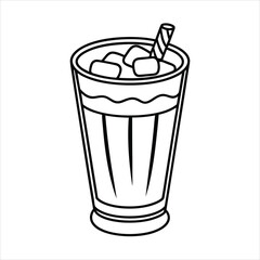 A glass of ice Caramel Macchiato line art vector